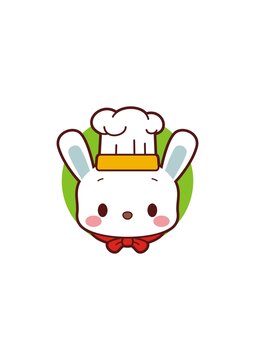 卡通可愛小兔廚師頭像矢量圖
