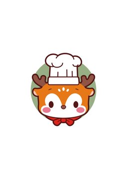 卡通可愛小鹿廚師頭像矢量圖