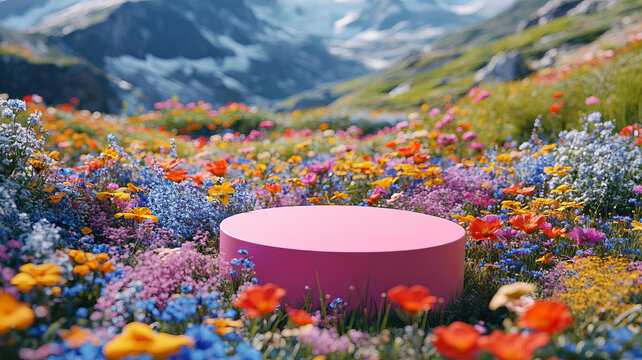 五彩繽紛的山坡花卉展示臺(tái)