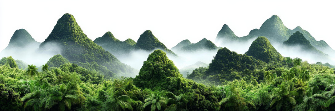 云霧繚繞的青山綠水