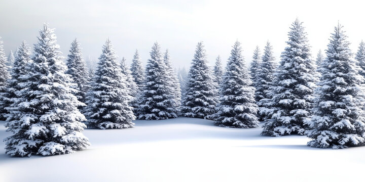 冰雪世界里的松樹(shù)林
