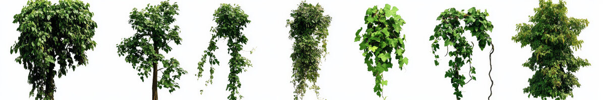 多種綠色植物隔離圖庫素材