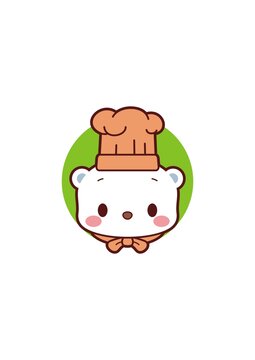 卡通可愛小白熊廚師頭像矢量圖