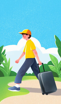 旅行男孩插畫