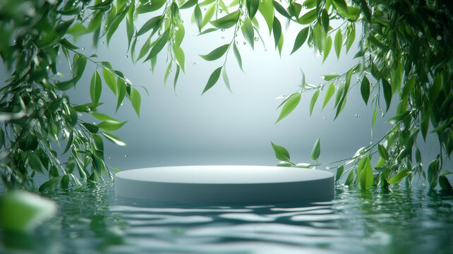 自然清新產(chǎn)品展示臺背景圖