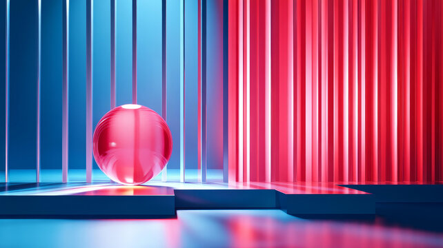 抽象霓虹幾何球體展示臺
