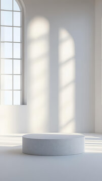 白色簡約展示臺棚場景