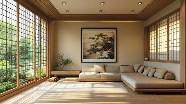 日式風(fēng)格客廳室內(nèi)設(shè)計(jì)圖