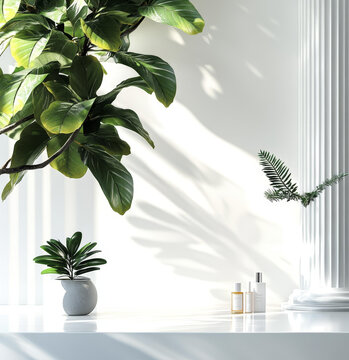 現(xiàn)代極簡家居裝飾植物與化妝品