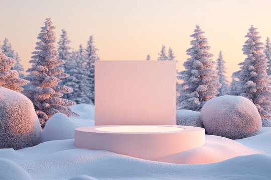 冬季雪林場(chǎng)景展示臺(tái)