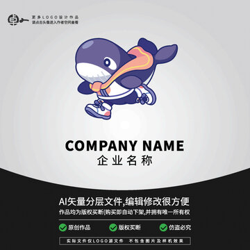LOGO超人卡通鯨魚科技