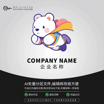 北極熊卡通LOGO超人科技