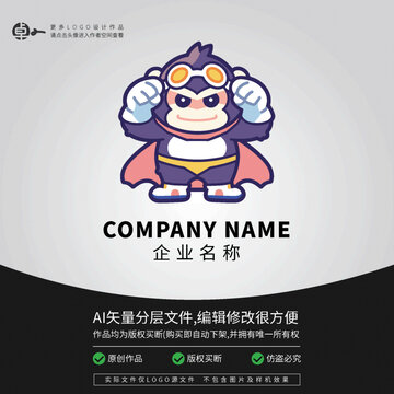 超人卡通LOGO可愛猴子