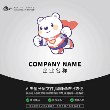 超人卡通北極熊LOGO科技