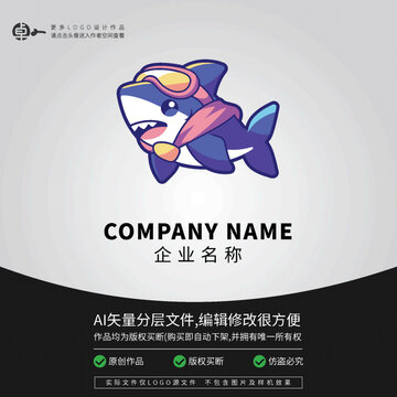 超人鯊魚科技LOGO卡通