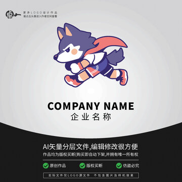 卡通LOGO狼超人科技