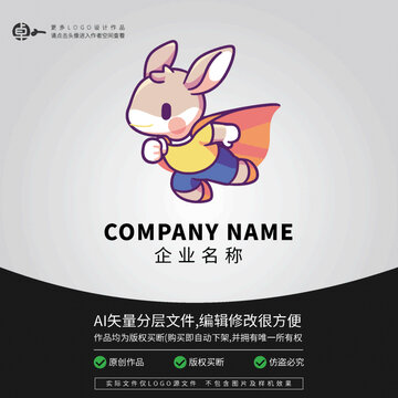 卡通可愛LOGO超人袋鼠