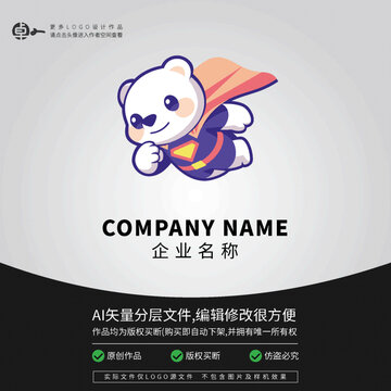 科技北極熊超人卡通LOGO