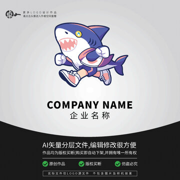 科技卡通LOGO超人鯊魚