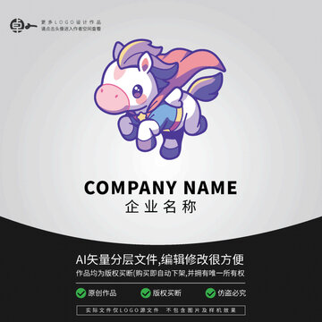 可愛馬卡通超人LOGO