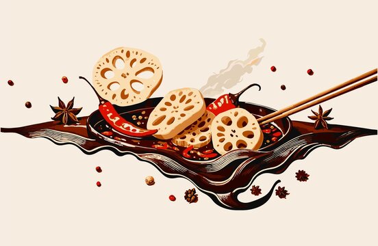 酸辣藕片插畫