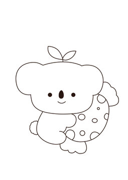 可愛甜美考拉插畫線稿