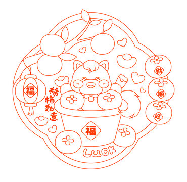 馬年窗貼線稿