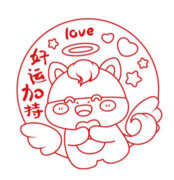 馬年卡通插畫線稿