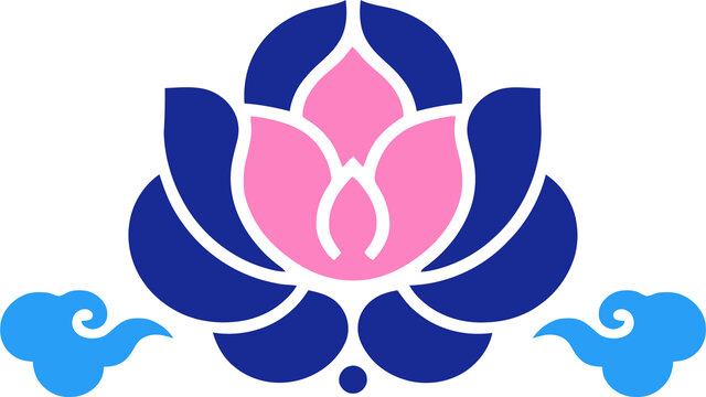 花朵祥云元素設計傳統紋樣矢量圖