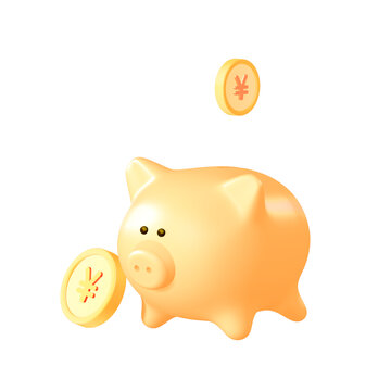 3D金融理財存錢罐金幣免摳元素