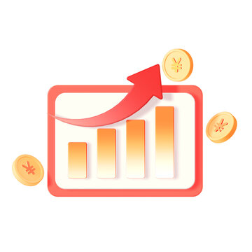 3D金融理財立體柱狀圖金幣免摳元素