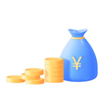 3D金融理財(cái)金幣錢(qián)袋免摳元素