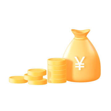 3D金融理財(cái)金幣錢(qián)袋免摳元素