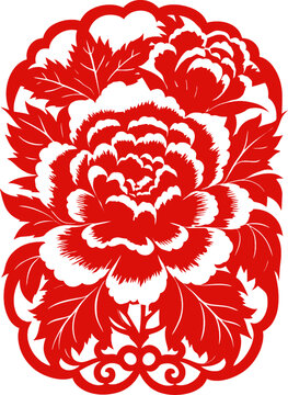 花開(kāi)富貴牡丹花元素設(shè)計(jì)剪紙素材矢量圖紋樣
