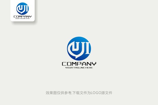 IU字母極簡大氣藍(lán)色創(chuàng)意LOGO