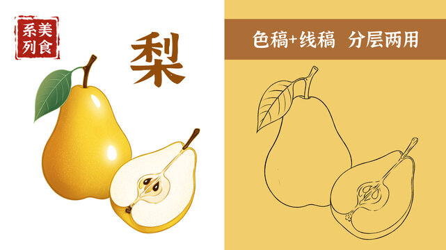 梨手繪插畫