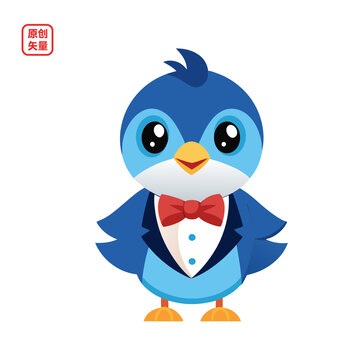 矢量插圖動(dòng)物穿禮服小鳥