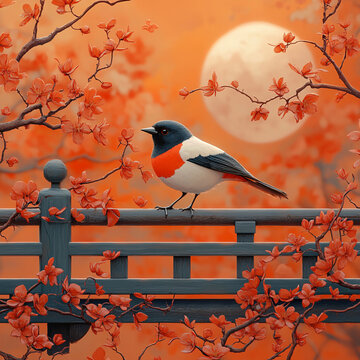 紅葉花鳥