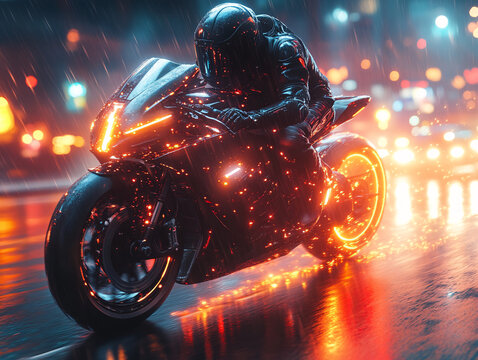 科技感的摩托車