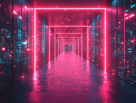 科幻燈光走廊