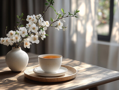 陽光下的茶具