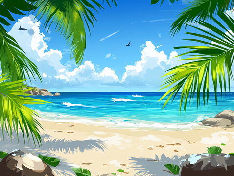 海灘風(fēng)景畫