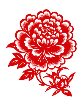 牡丹花剪紙圖案紋樣傳統(tǒng)剪紙矢量圖