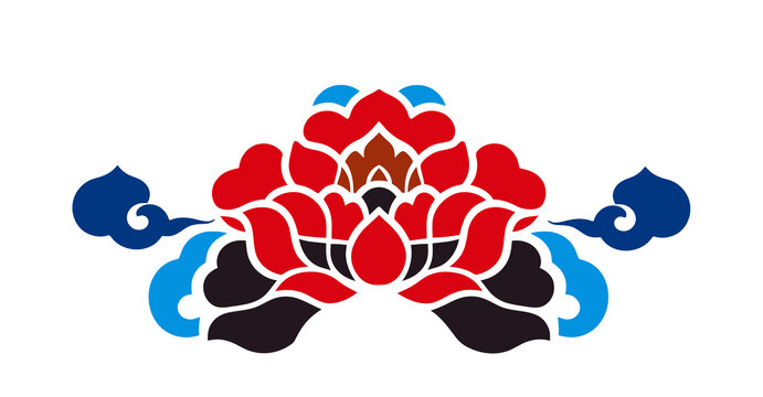 傳統(tǒng)紋樣牡丹花祥云圖案eps格式矢量圖