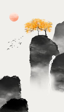 玄關(guān)山水畫