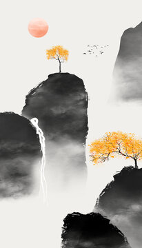 豎幅山水