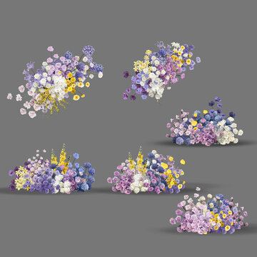 白粉紫黃婚禮花藝素材
