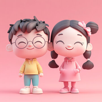 卡通情侶人物擺件