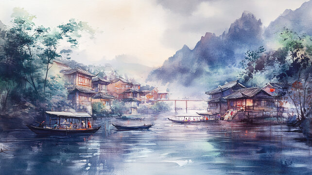 古風(fēng)山水場(chǎng)景