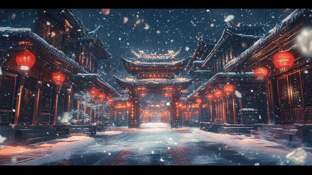 古風(fēng)雪景